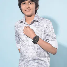 Crimsoune Club Boys Classic Slim Fit Floral Printed Cotton Casual Shirt image 3