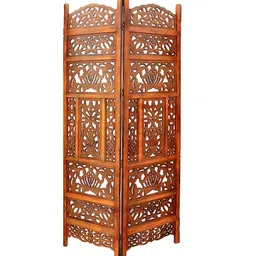 shilpi Brown 2 Panel Folding Wood & MDF Room Divider Seprator image 3