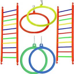 Multicolor Birds Cage accessories Ladder 2, Round 2, Oval 2 Toys for Pets Bird Play Stand-image-56
