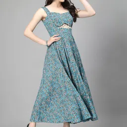 aayu Women Fit and Flare Multicolor Maxi/Full Length Dress image 3