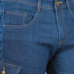 nivasu Solid Men Light Blue Denim Shorts image 4