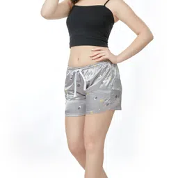 weet Printed Women Grey Denim Shorts image 3