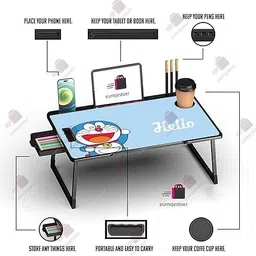 zafra US COTTED HELLO DOREMON Wood Portable Laptop Table image 4
