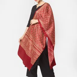dupatta bazaar Silk Blend Printed Red Women Dupatta image 3