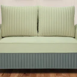 casacraft from pepperfry Elysia Waterproof Velvet 2 Seater Sofa In Cream And Fossil Grey Colour image 1