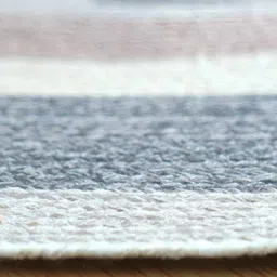 BELLA TRUE Grey & White Geometric Printed Round Water Resistant Cotton Dhurrie image 3