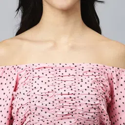 FLAMBOYANT Pink Floral Print Off-Shoulder Bardot Crop Top image 2