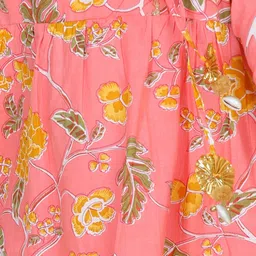 Aj DEZInES Girls Floral Printed Angrakha Gotta Patti Pure Cotton Kurta with Sharara image 5