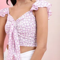 Tokyo Talkies Floral Printed Sweetheart Neck Top image 2