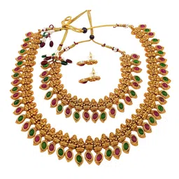 Anujeet Fashion Hub Stones Studded Maa Lakshmi Jewellery Set image 5