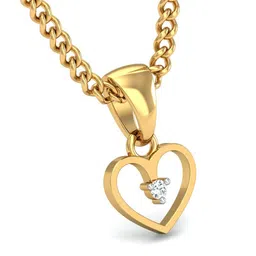 KUBERBOX Zest Heart 18KT Gold Diamond-Studded Pendant -0.52 gm image 4