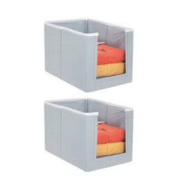 prettykrafts Set Of 2 Grey Solid Shirt Stacker Wardrobe Organizer-picture-29