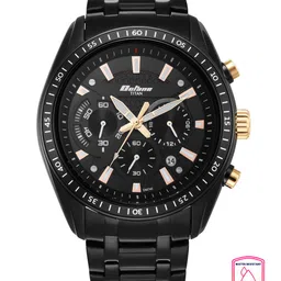 Titan Men Black Patterned Dial & Black Stainless Steel Bracelet Style Straps Analogue Watch 90077KM04 image 5