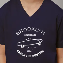 Friskers Boys Typography Printed V-Neck Slim Fit Pure Cotton T-shirt image 2