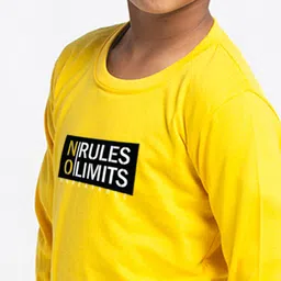 Friskers Boys Yellow Typography Printed Slim Fit T-shirt image 2
