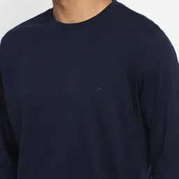 Turtle Men Navy Blue Pure Cotton Slim Fit T-shirt image 2