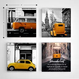 Art Street Kids Room Set of 4 Vintag Car Quote Strech Canvas Print With 1 Stand image 2
