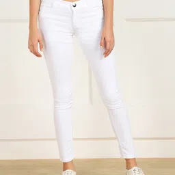 nifty Women Skinny Mid Rise White Jeans image 1