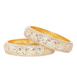 Rubans Set Of 2 22K Gold-Plated Kundan-Studded Bangles image 4