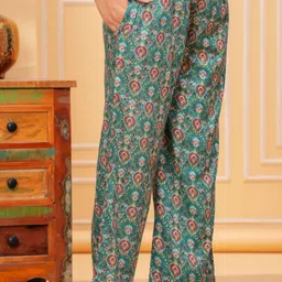 fashion cloud Women Top & Pyjama Set Green Floral Print image 5