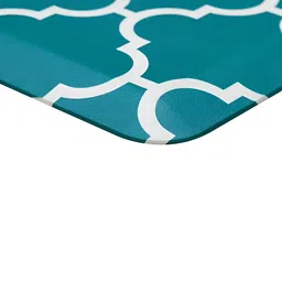 Pano Turquoise Blue & White PVC Geometric Rectangular Floor Mat image 2