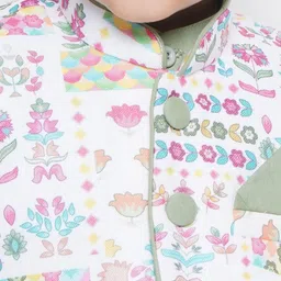 Aj DEZInES Boys Floral Printed Straight Curved Pure Cotton Kurta With Pyjama image 2