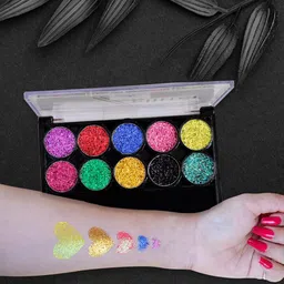 Adbeni Ultimate 10 Pigmented Glitter Colors Eyeshadow Palette - 60g - Shade 01 image 2