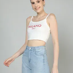 Shein Spaghetti Strap Typographic Print Cami Crop Top image 2