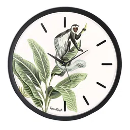 green girgit White & Green Printed Contemporary Wall Clock image 3
