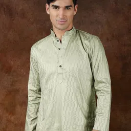 Exotic India Printed Mandarin Collar Regular Pure Cotton Straight Kurta with Pyjamas image 2