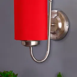 Devansh Red Cotton Wall Mounted Lamp With Steel Base image 3
