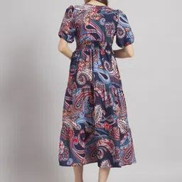 krunal raiyani Women Fit and Flare Blue Midi/Calf Length Dress image 2