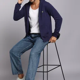 allen solly Men Full Sleeve Solid Hooded Sweatshirt image 2