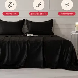 Stoa Paris Date Night Collection Black 300TC King Bedsheet with 2 Pillow Covers image 3