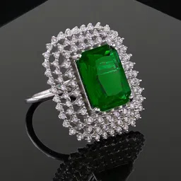 Estele Rhodium Plated Cubic Zirconia Studded Finger Ring image 2