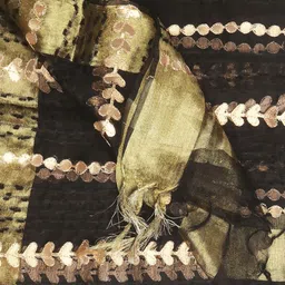 Dupatta Bazaar Black & Gold-Toned Embroidered Organza Dupatta with Gotta Patti image 3