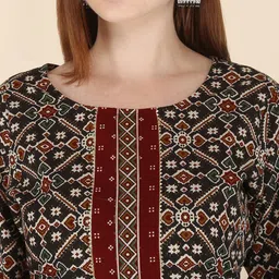 ERISHA Women Black Ethnic Motifs Printed Pure Cotton Kurta with Trousers & With Dupatta image 2