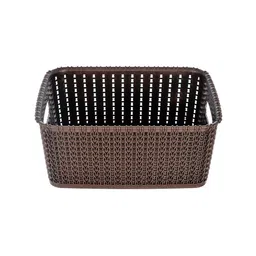 Kuber Industries Brown Pack of 3 Large Plastic Baskets image 2