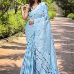 Mitera Sequinned Satin Saree image 2