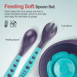 baybee Baby Feeding Bowl with Lid, Suction Cup, Spoon & Fork Cutlery Set, Tableware Kit - BPA free Plastic and silicone image 4