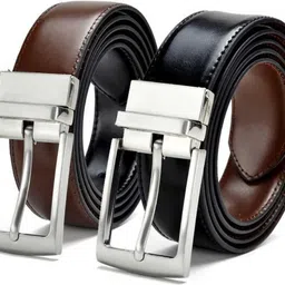 harlie king Men Formal, Casual, Party, Evening Black, Brown Texas Leatherite Reversible Belt-picture-12