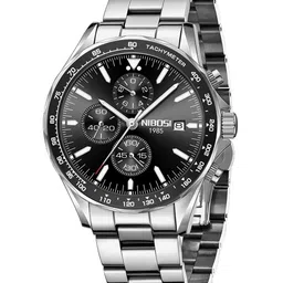 Nibosi Men Embellished Dial & Stainless Steel Analogue Watch NB-2610-M-SLVR-BLK image 4