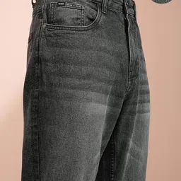 hoker Men Relaxed Fit Mid Rise Dark Grey Jeans image 4