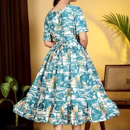 nautiful Women Fit and Flare Light Green Midi/Calf Length Dress image 2