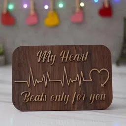 ecraftindia My Heart Beats Only For You Brown Engineered Wood Showpiece With Stand image 1