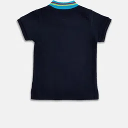 Pantaloons Baby Boys Navy Blue Polo Collar Pure Cotton Applique T-shirt image 3