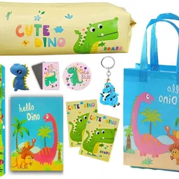 kettoby Cute Dino Stationery Combo Set Perfect Gift for School Kids Return Gift Set dino Art Polyester Pencil Box-picture-22