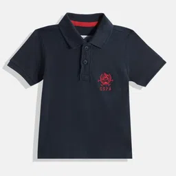 U.S. Polo Assn. Kids Boys Navy Blue Polo Collar Pure Cotton T-shirt with Embroidery image 5