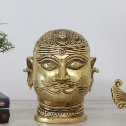 rhapsodically made Aesthetic Shiva Head Gold Brass Religious Idols-picture-5