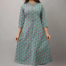 myaza Women Floral Print Cotton Blend A-line Kurta-picture-25